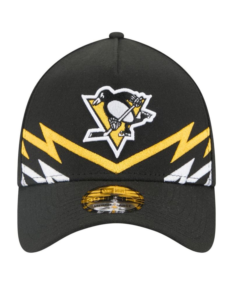 Men's Black Pittsburgh Penguins 39THIRTY A-Frame Perforated Flex Hat