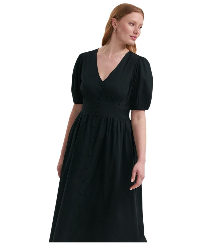 Women's Addison Puff-Sleeve V-Neck Midi Dress