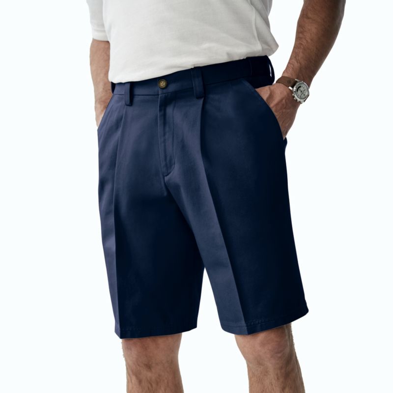 Men's Wrinkle-Free Expandable Waist Pleat Front Shorts