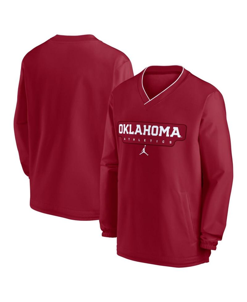 Men's Crimson Oklahoma Sooners 2024 Sideline Pullover Windshirt