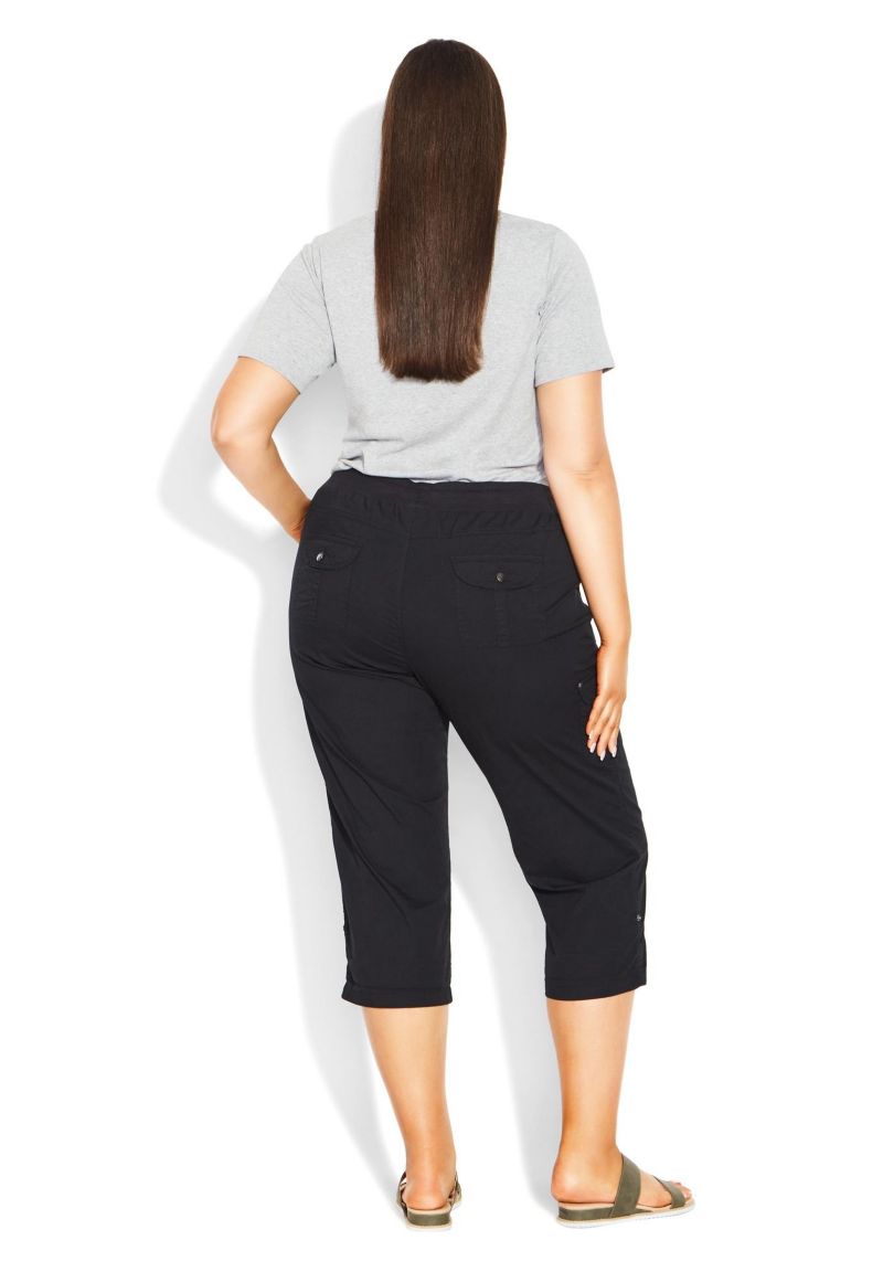 Women's Plus Size Cotton Roll Up Capri