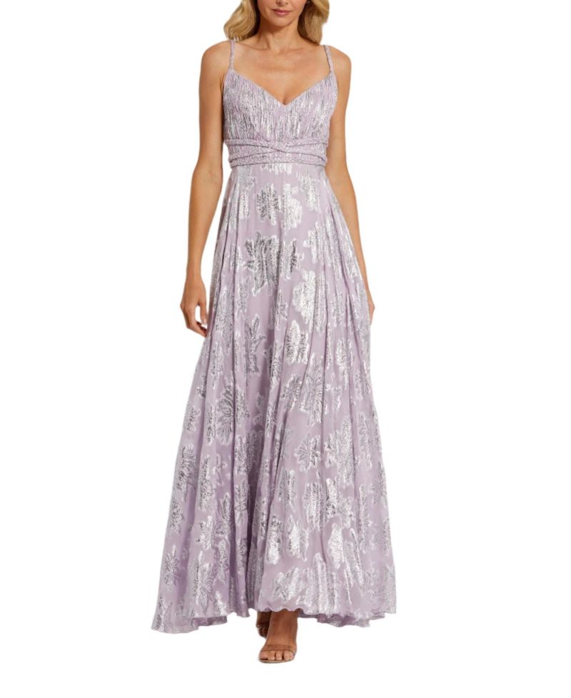 Women's Braided Strap Ruched Top Gown