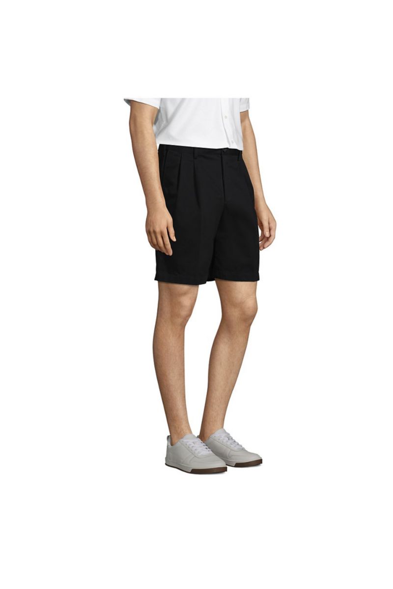 Men's No Iron 9" Comfort Waist Pleated Front Chino Short