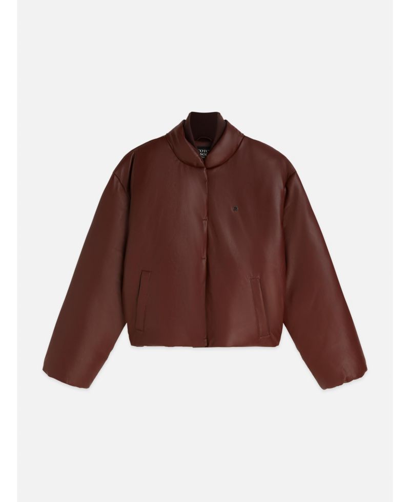 Women's Faux Leather Short Bomber Jacket