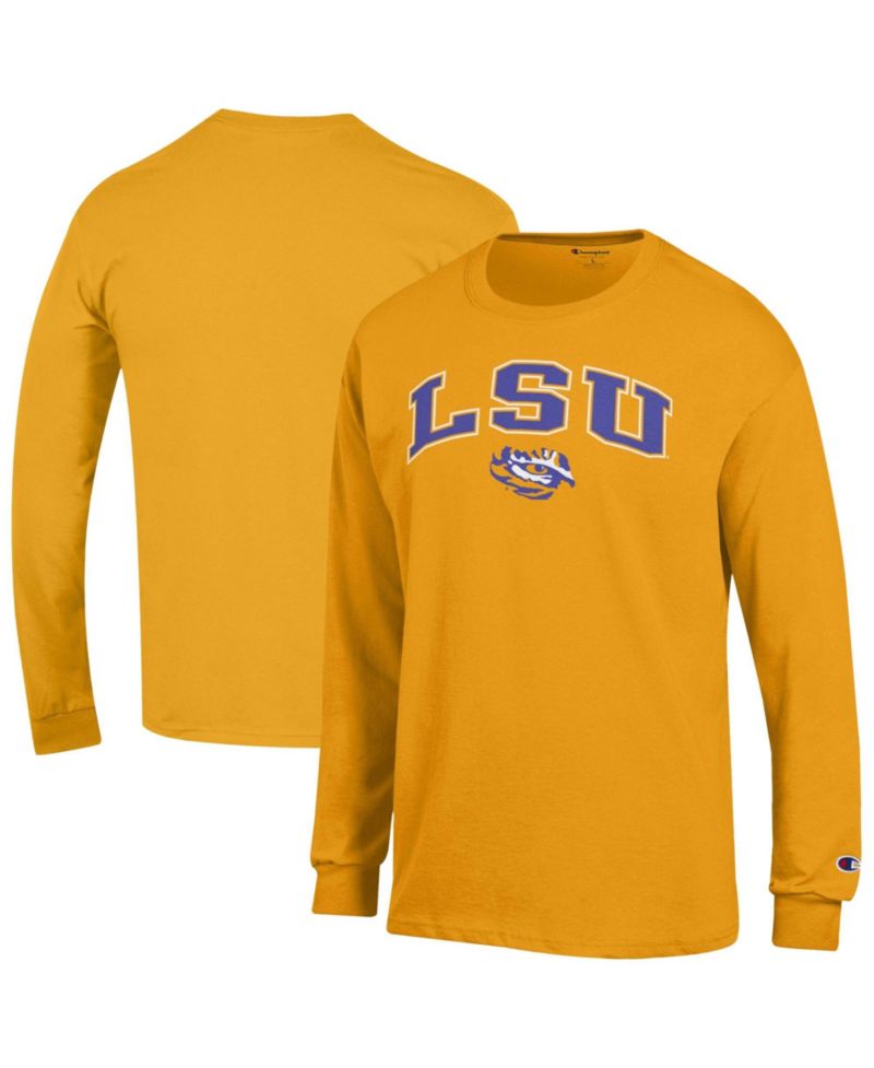 Men's Champion Gold LSU Tigers Arch Over Logo Long Sleeve T-Shirt