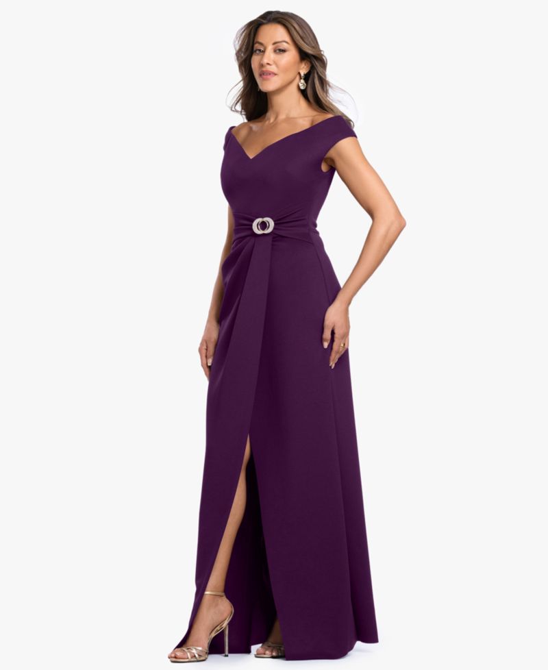 Petite Off-The-Shoulder Gown Dress