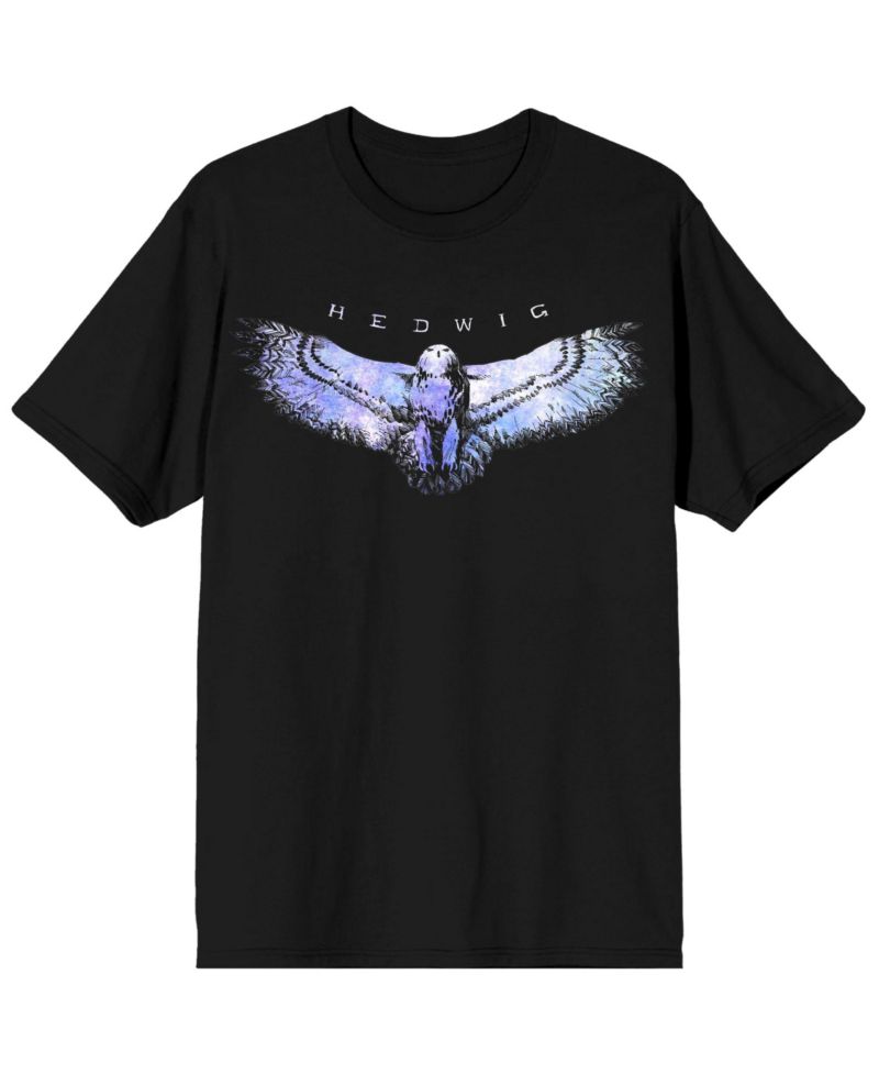 Big & Tall Hedwig The Owl Crew Neck Short Sleeve Black T-shirt-Large