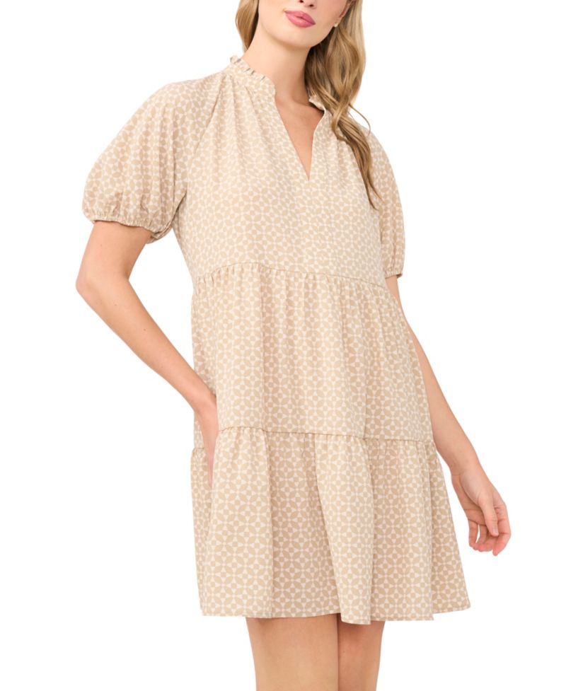 Women's Short-Sleeve V-Neck Babydoll Dress