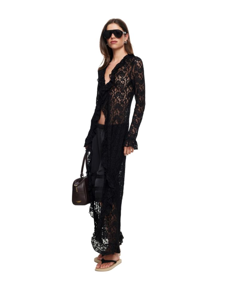 Women's Long Nights Long-Sleeve Lace V-Neck Maxi Dress