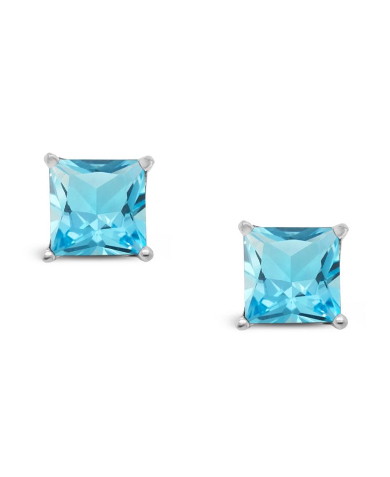 Blue Topaz (2-7/8 ct. t.w.) Stud Earrings in Sterling Silver. Also Available in Amethyst (2-1/6 ct. t.w.)