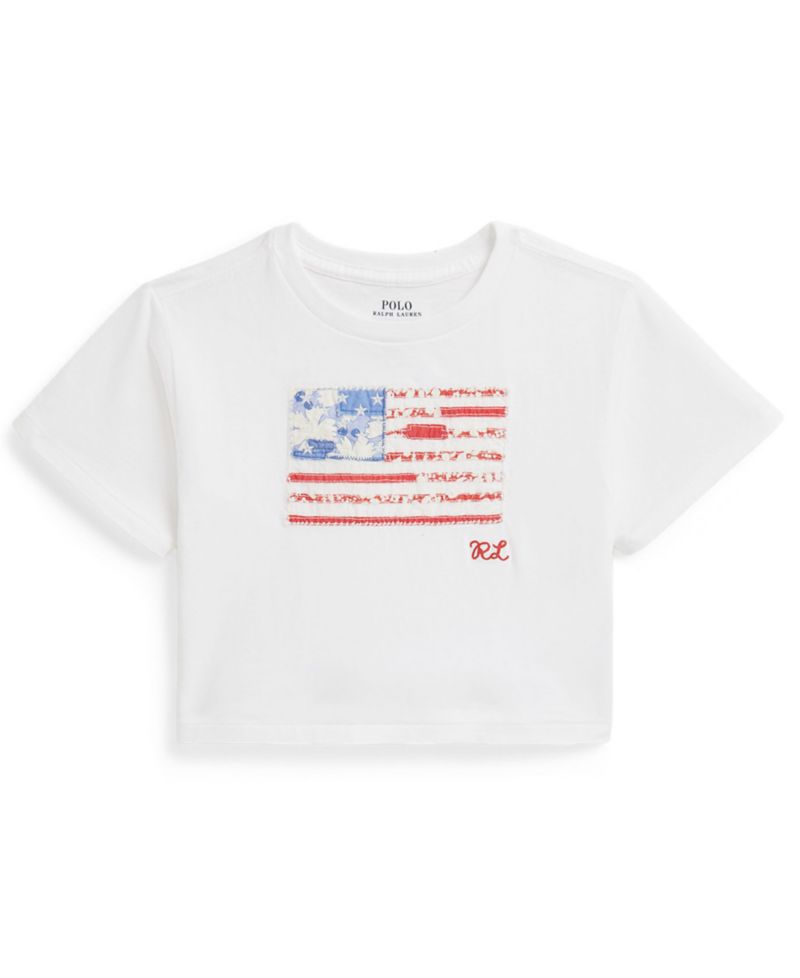 Girls' 2-6X Floral Flag Crewneck Jersey Boxy T-Shirt
