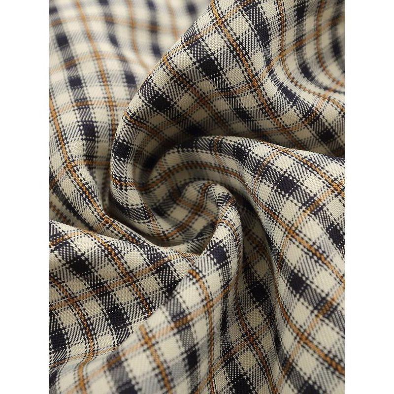 Women's Short-Sleeve Plaid Embroidered Button-Down Shirt