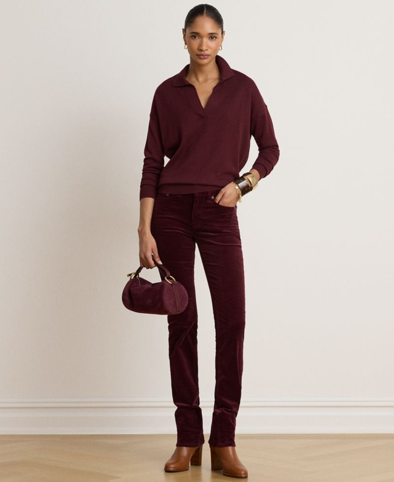 Women's Mid-Rise Slim-Straight Corduroy Pants