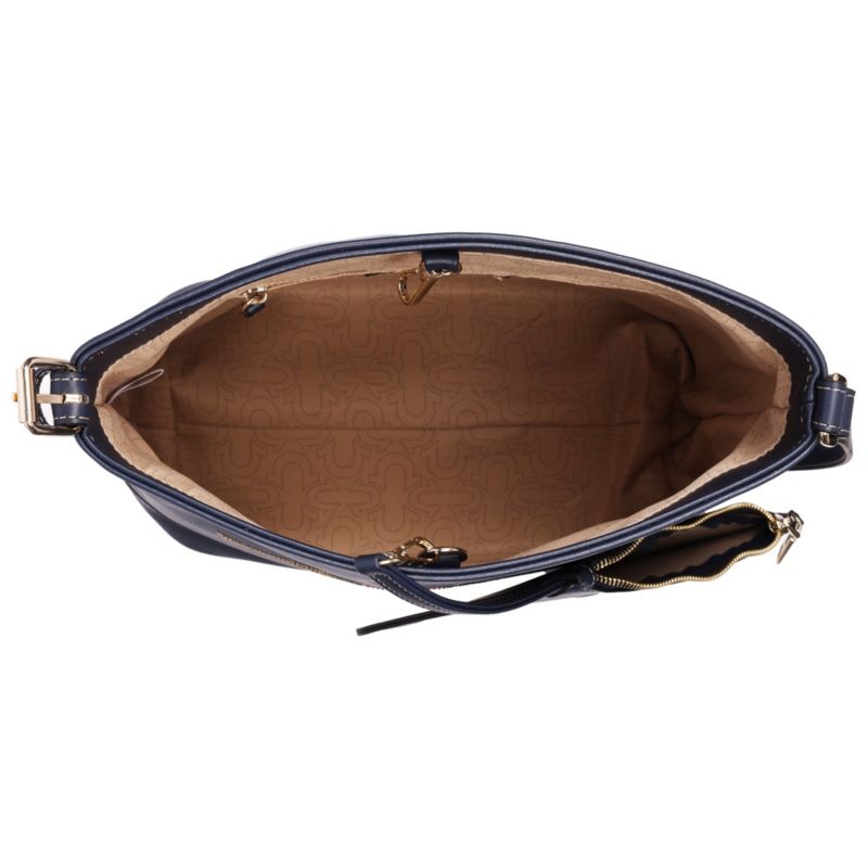 Chain Moto PU Bucket Bag with Charm Chain and Removable Zip Pouch