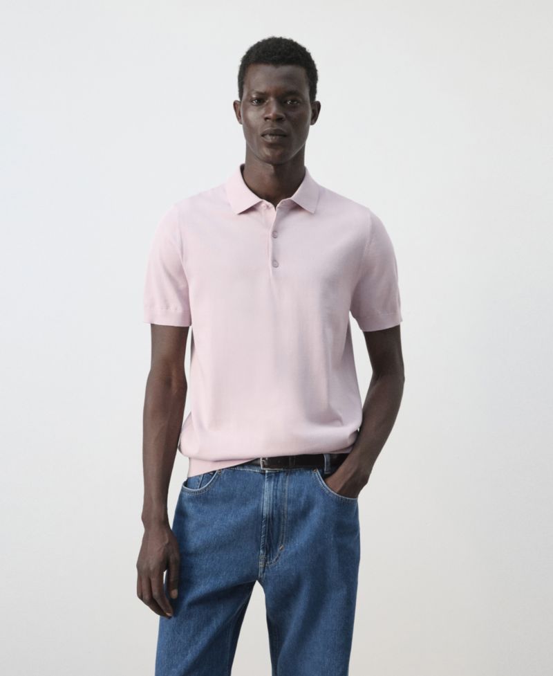 Men's Cotton Fine-Knit Polo Shirt