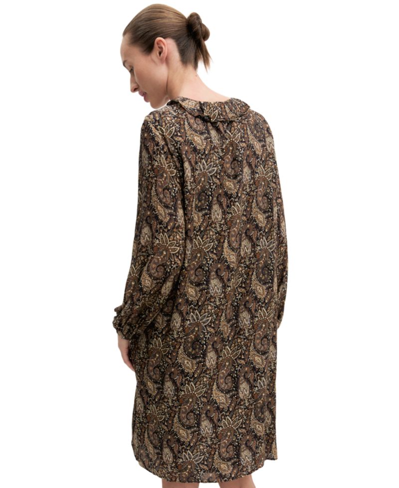 Women's Emmfebe Long-Sleeve Ruffle Paisley-Print Dress