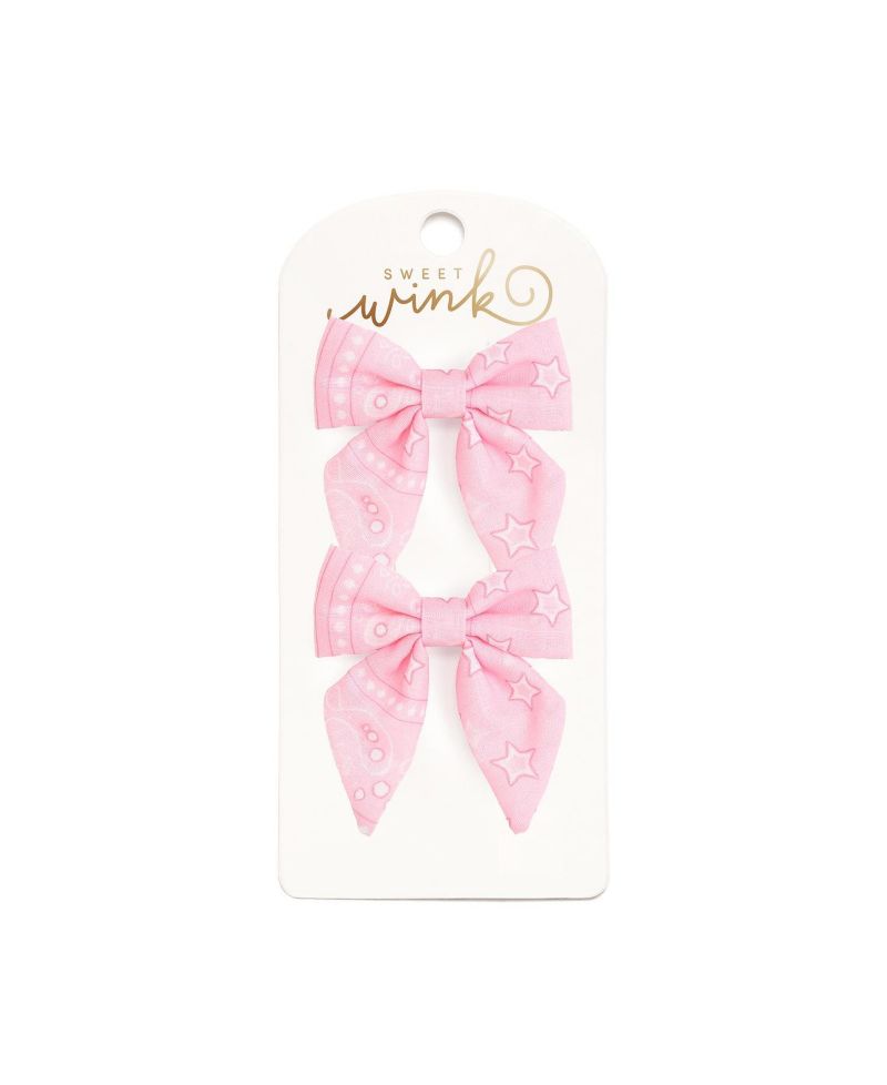 Little and Big Girls Bandana Western Bow Clip Set