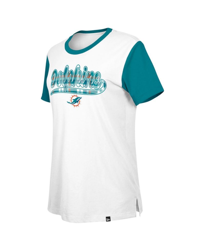 Women's White/Aqua Miami Dolphins 3rd Down T-Shirt