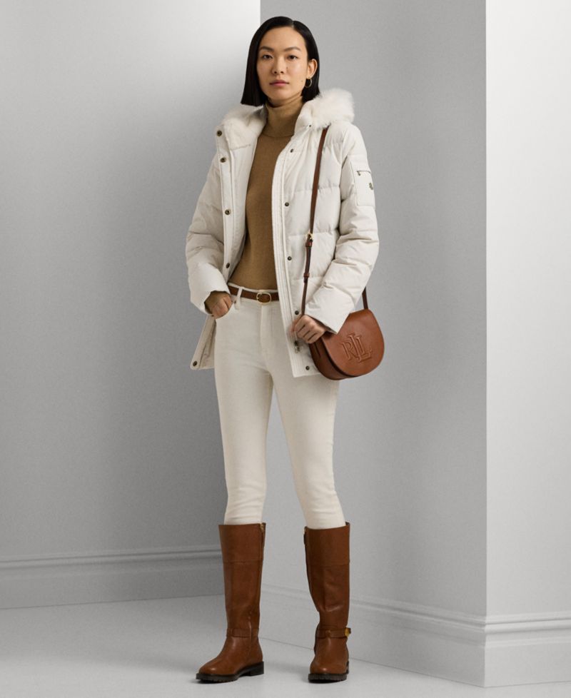Petite Faux-Fur Hooded Puffer Coat