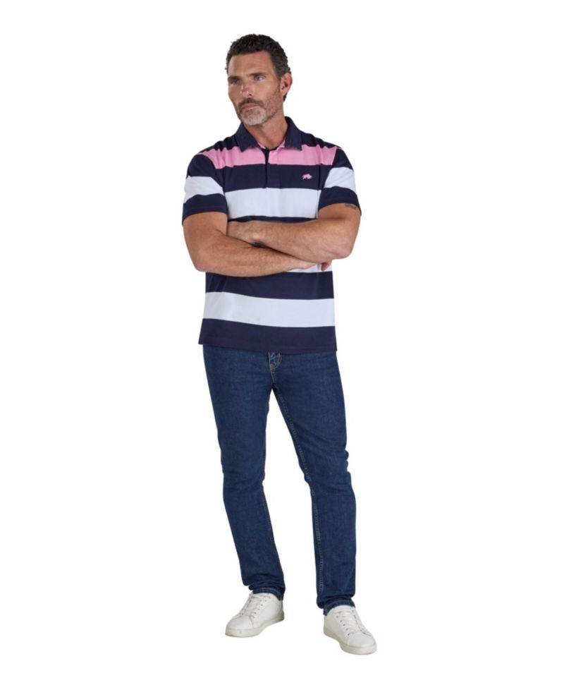 Men's Irregular-Stripe Classic Fit Rugby T-Shirt