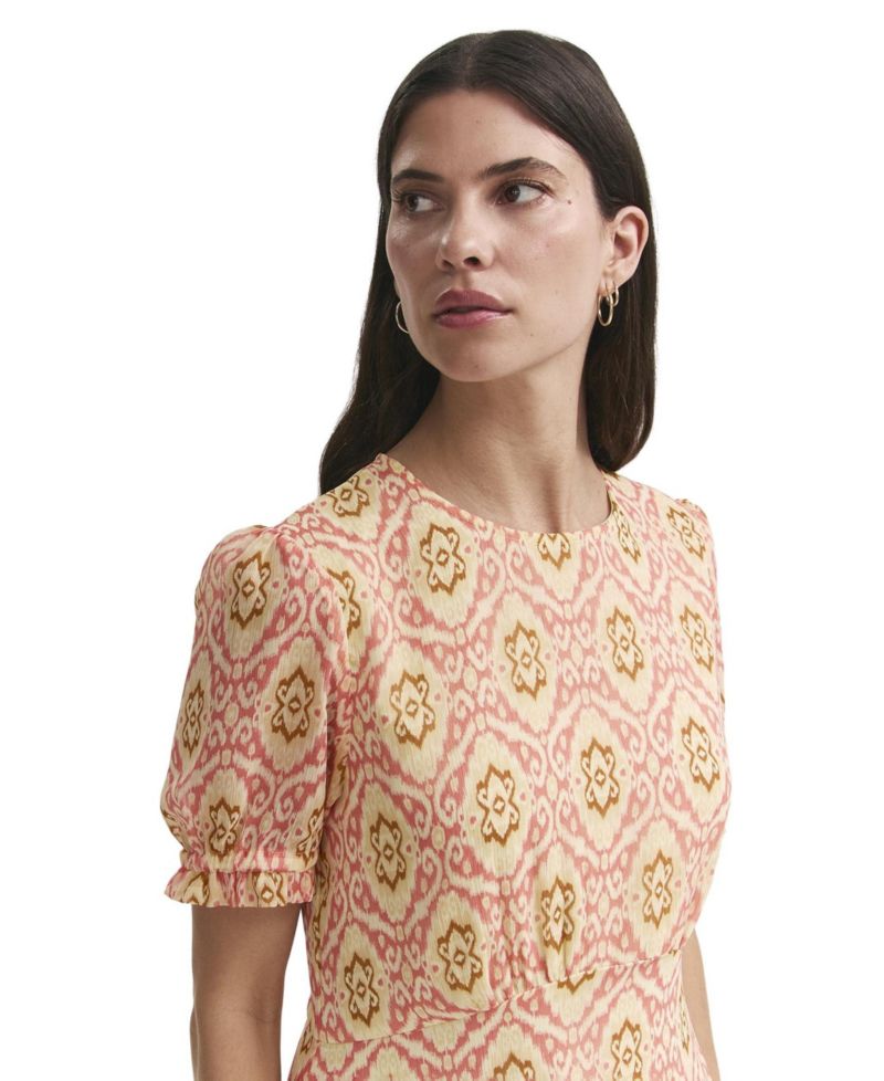 Women's Mela Ikat-Print Short-Sleeve A-Line Midi Dress
