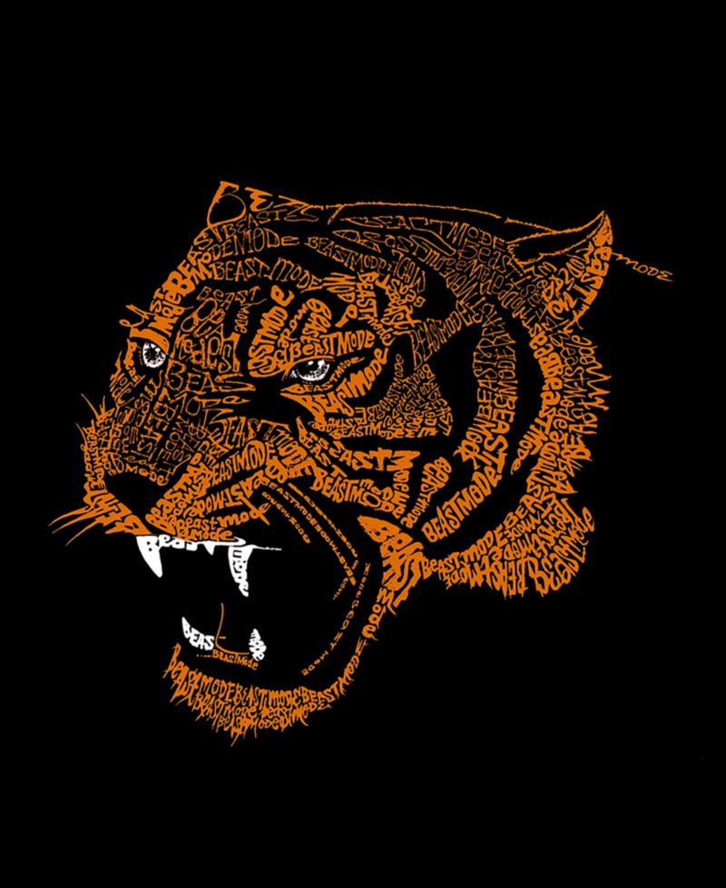 Men's Cotton/Poly Blend Word Art Beast Mode Tiger T-shirt