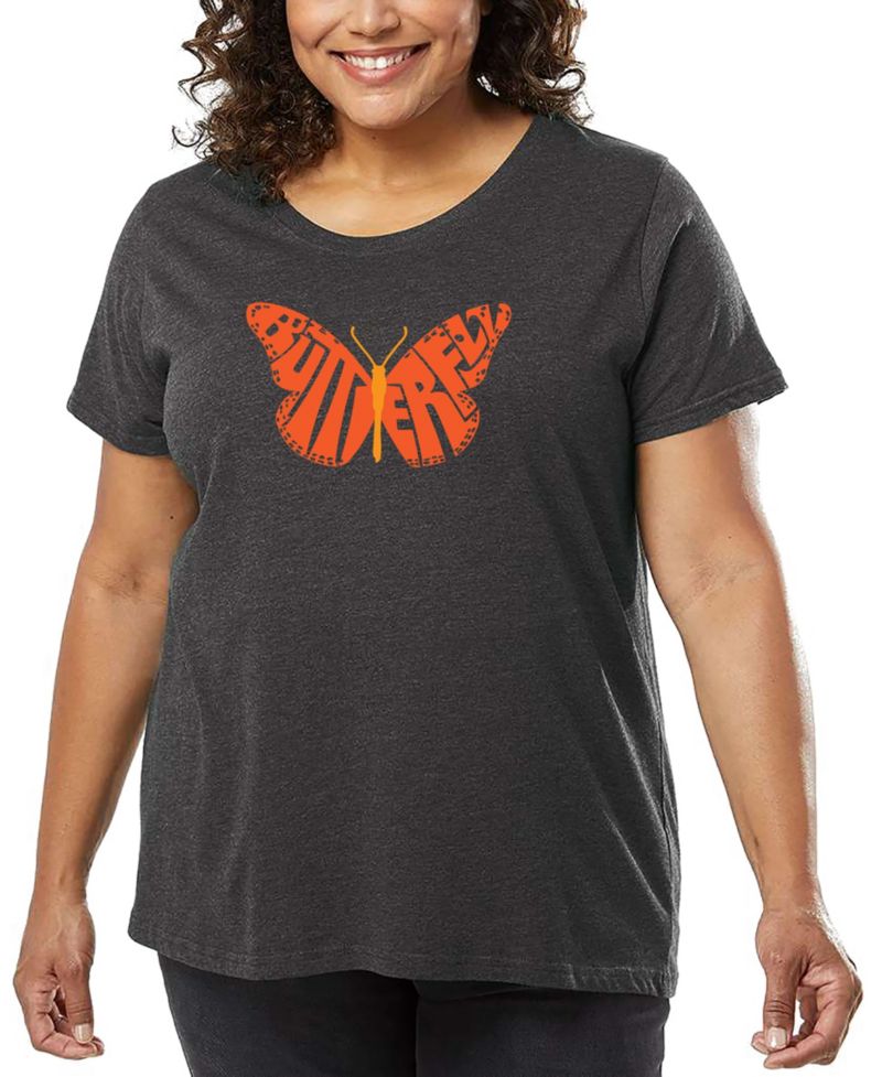 Plus Size Butterfly Word Art T-Shirt