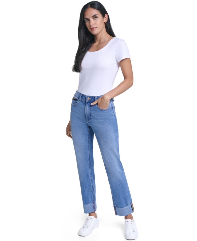 Women's Straight-Leg Cuffed-Ankle Jeans