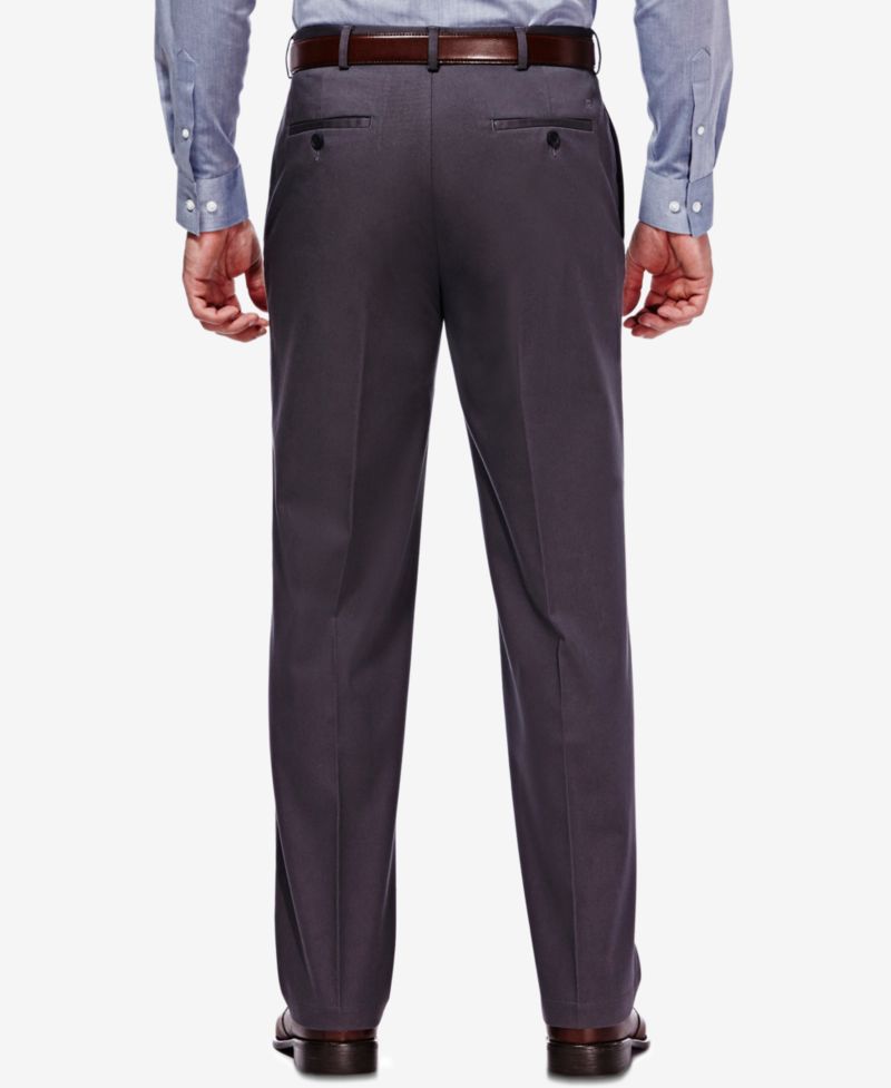 Men's Premium No Iron Khaki Classic Fit Flat Front Hidden Expandable Waist Pant