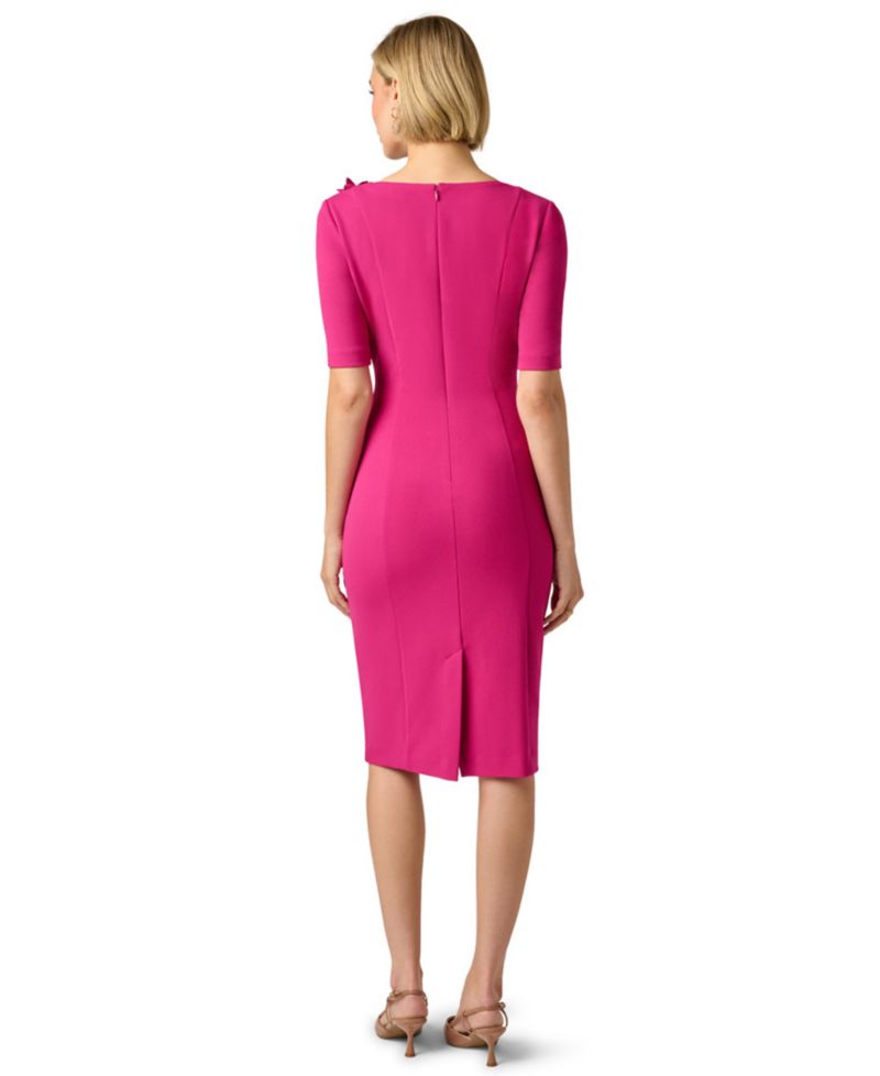 Women's 3D Floral Crepe Midi Dress