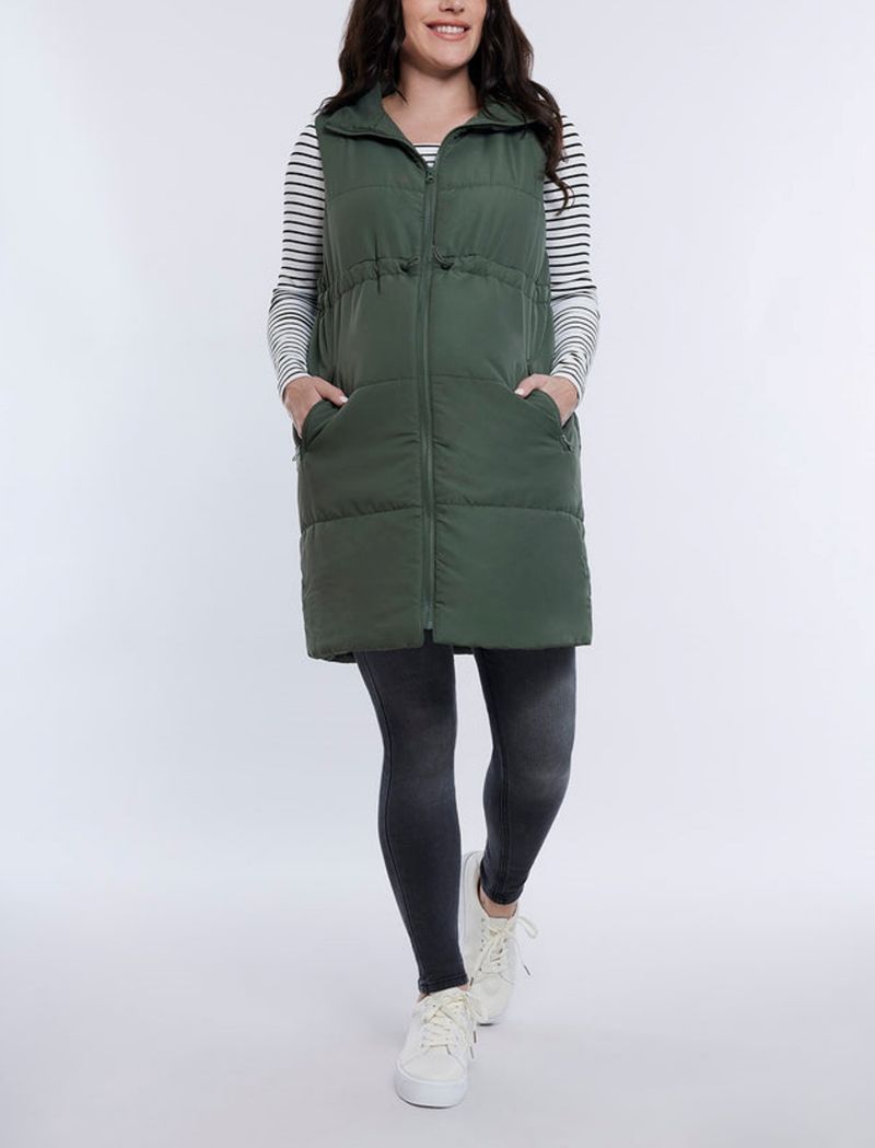 Women's Woven Full-Zip Sleeveless Quilted Puffer Vest - Motherhood Maternity