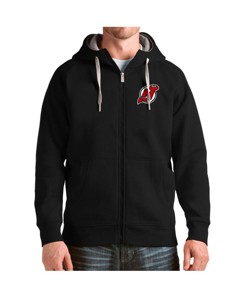Men's Black New Jersey Devils Logo Victory Full-Zip Hoodie