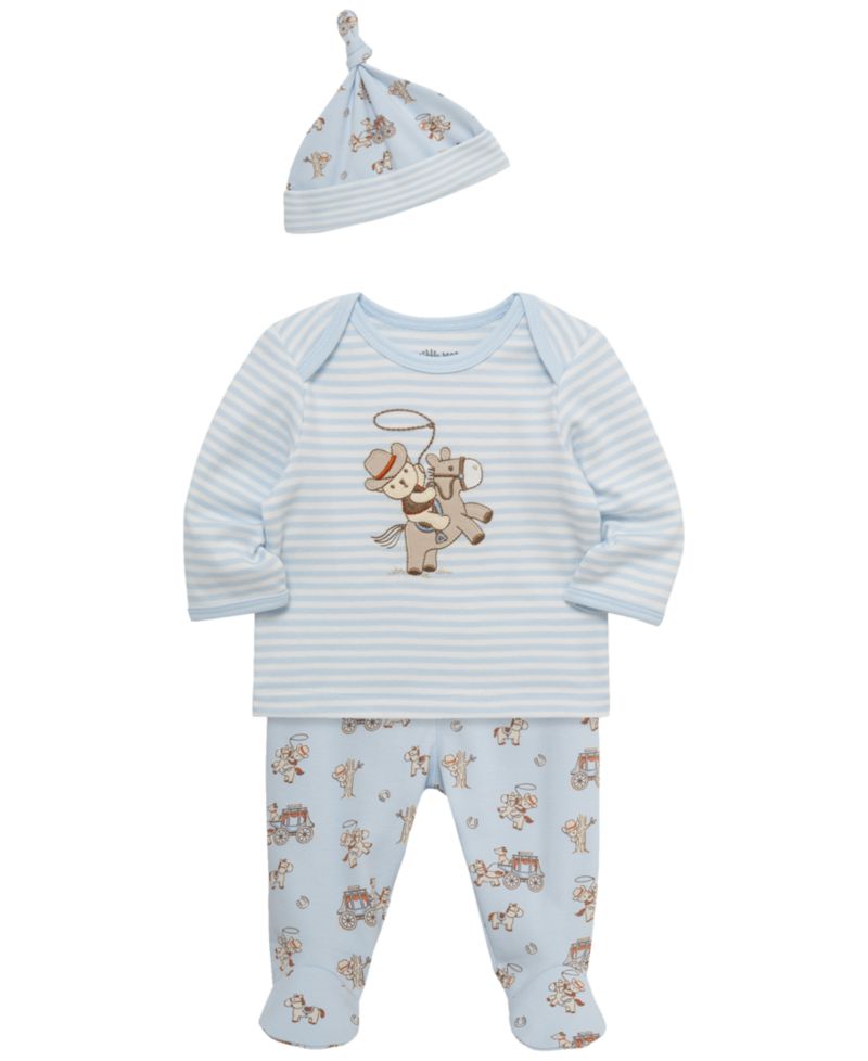 Baby Boys' Western Lap Shoulder T-Shirt, Pants and Hat, 3-Piece Set