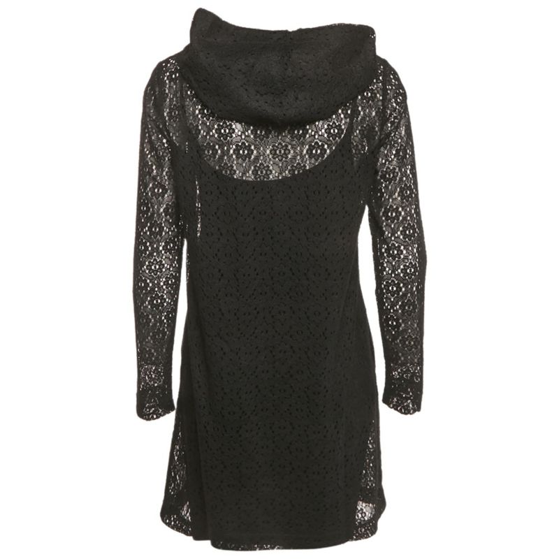 Women's Pre-Owned Love Mocshino Black Love Applique Mesh Hooded Dress