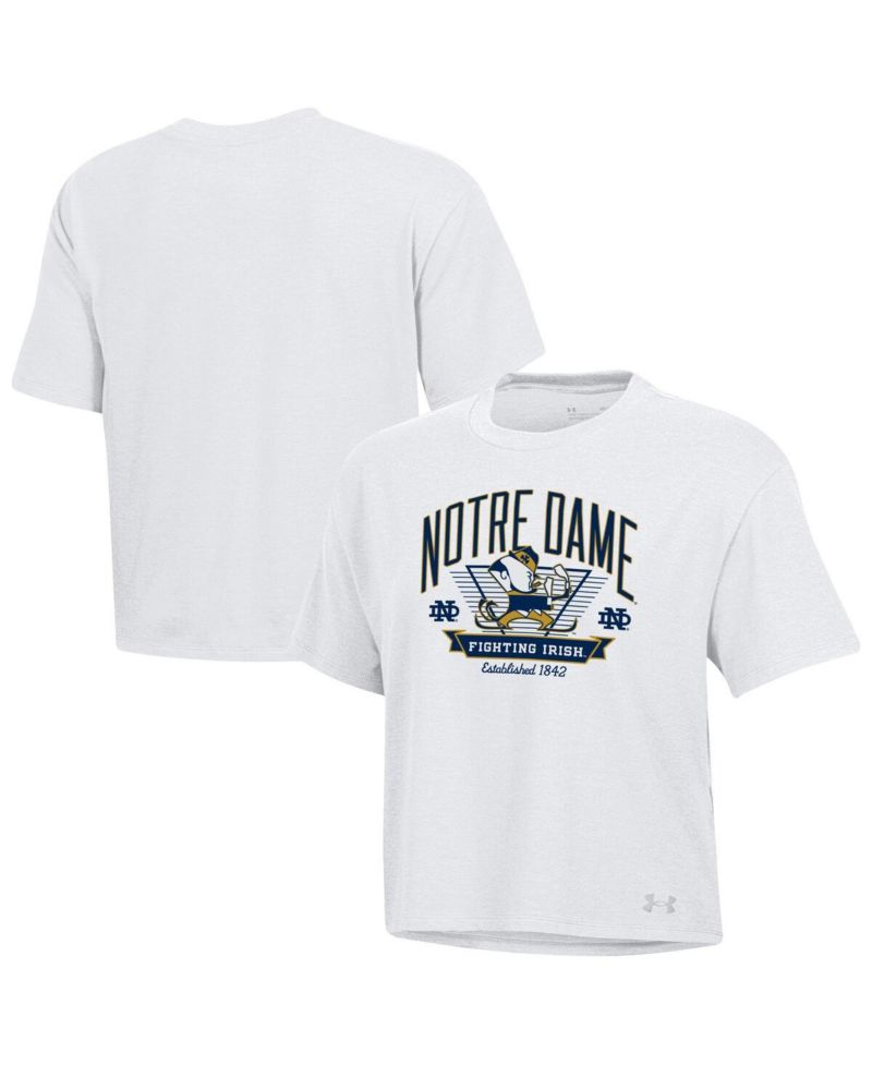 Women's White Notre Dame Fighting Irish Essentials Icon Ultra-Soft Boxy Cropped T-Shirt