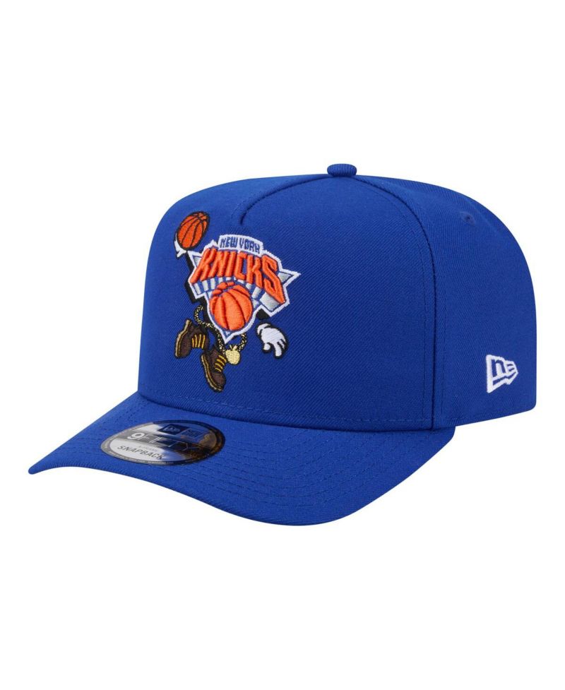 Men's Blue New York Knicks Injection Cartoon Logo A-Frame 9FIFTY Adjustable Hat