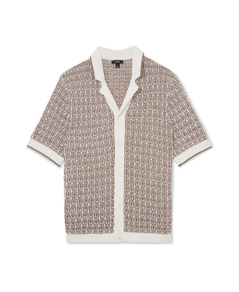 Men's Penn Button Through Jacquard Textured Shirt