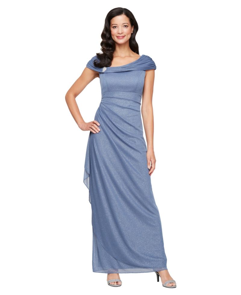 Petite Glittered Ruched Gown