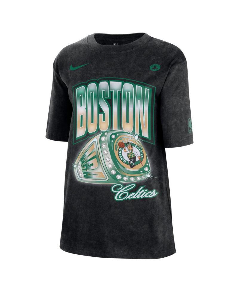 Women's Black Boston Celtics Courtside Original Content Vintage Washed Boyfriend T-Shirt