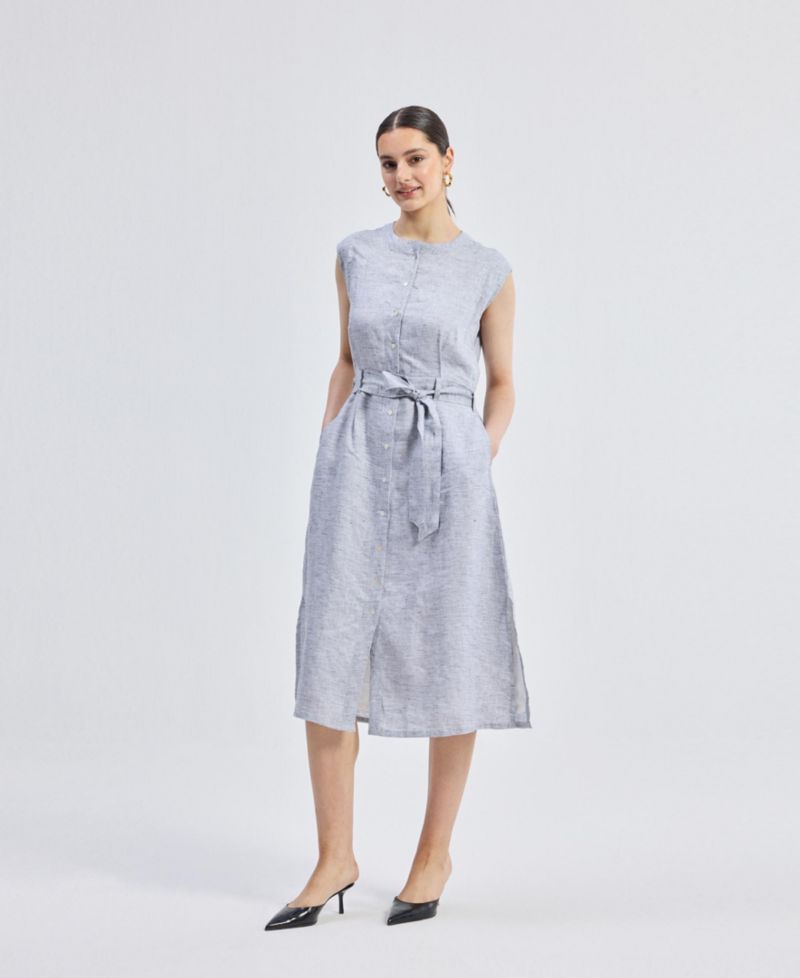 Women's Back Cut Out Linen Dress