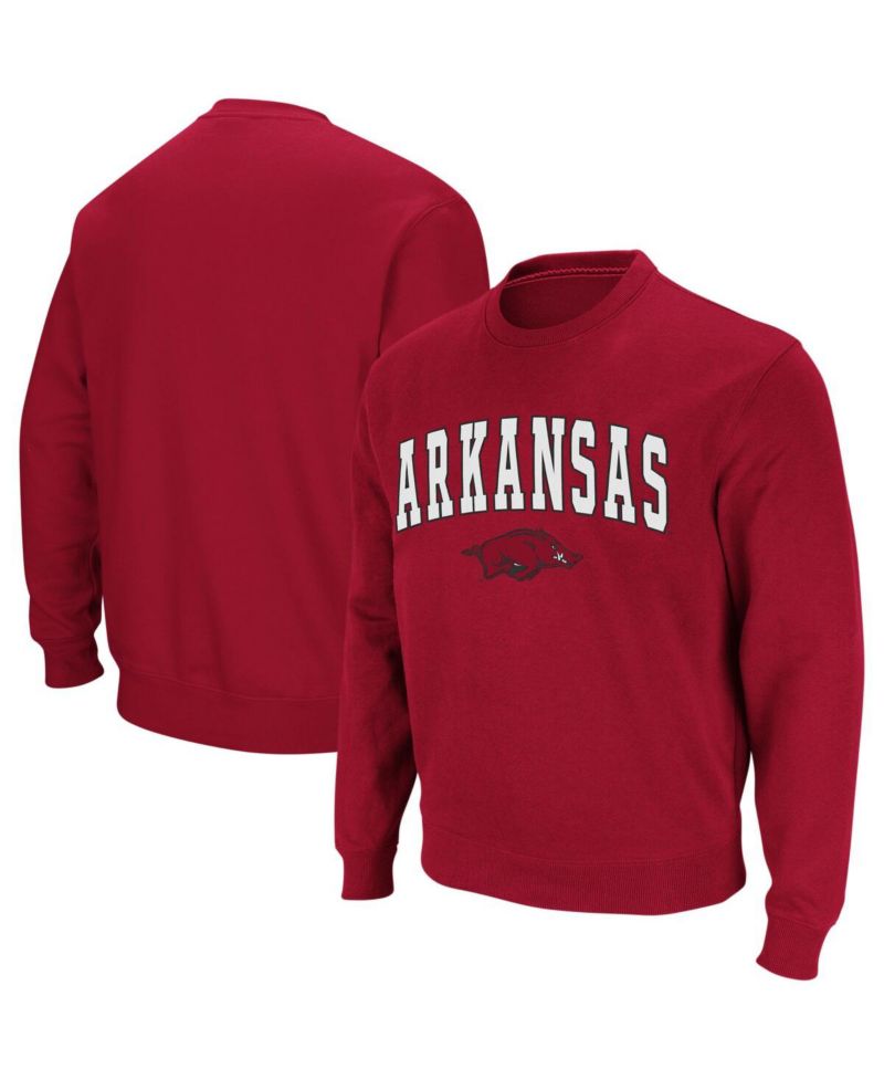 Men's Arkansas Razorbacks Arch and Logo Crew Neck Sweatshirt