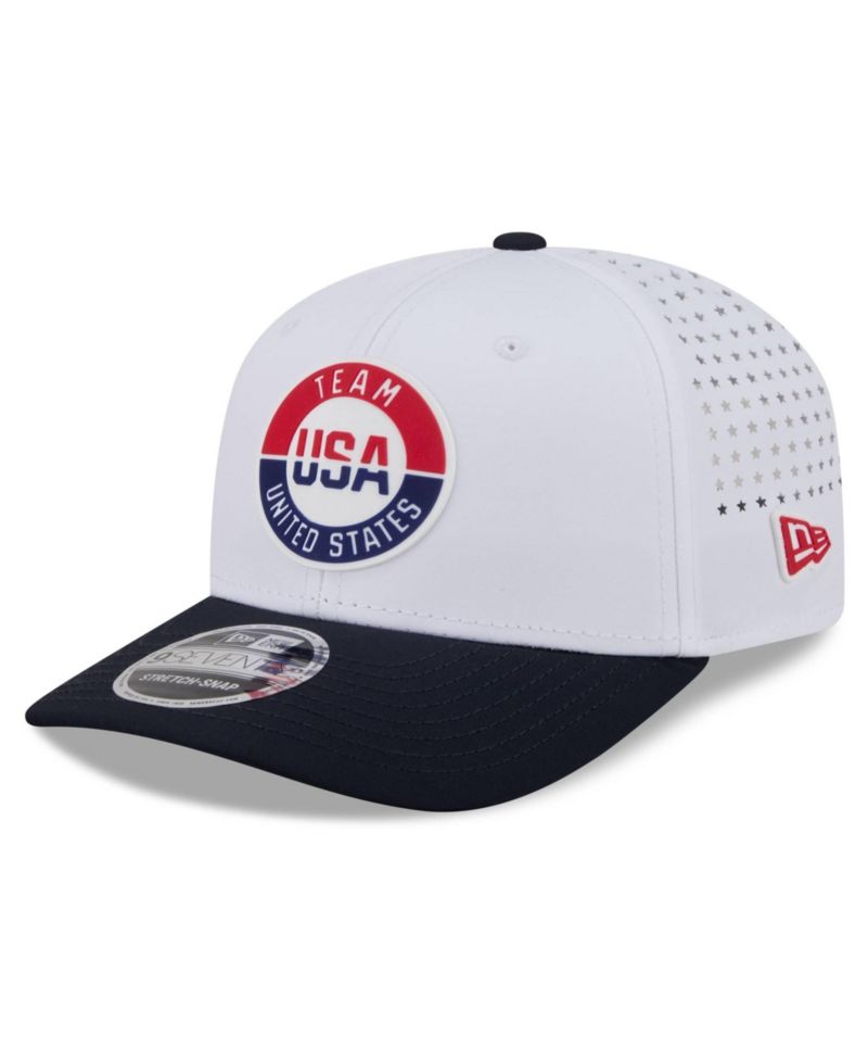 Men's White/Black Team USA Perforated Stars 9SEVENTY Adjustable Hat