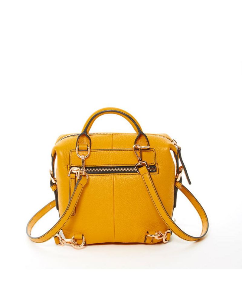 Yellow Leather Backpack Purse Convertible Medium Crossbody Bag for Women with Front and Back Pockets