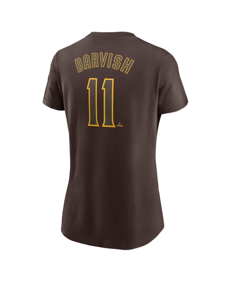 Women's Yu Darvish Brown San Diego Padres Fuse Name & Number T-Shirt