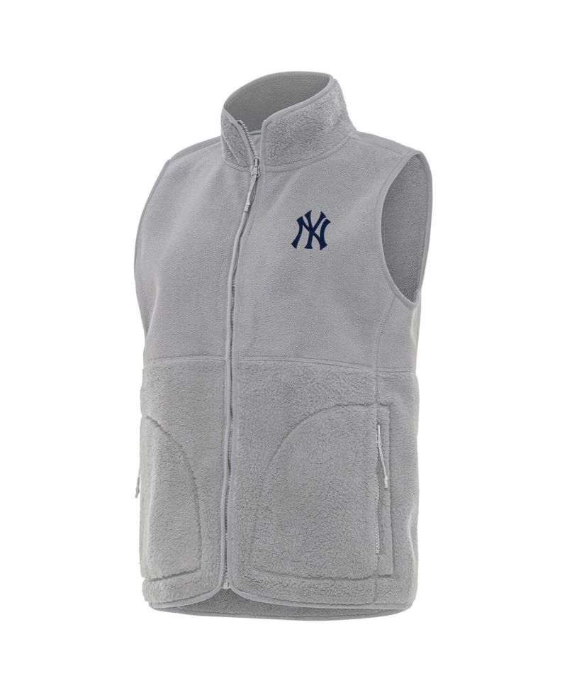 Women's Gray New York Yankees Nostalgic Full-Zip Vest