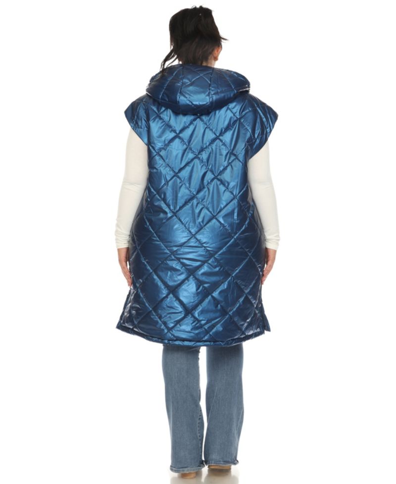 Plus Size Metallic Puffer Vest Jacket