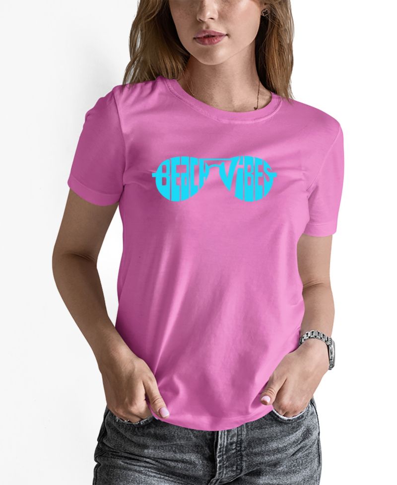 Women's Beach Vibes Word Art Long-Sleeve T-Shirt