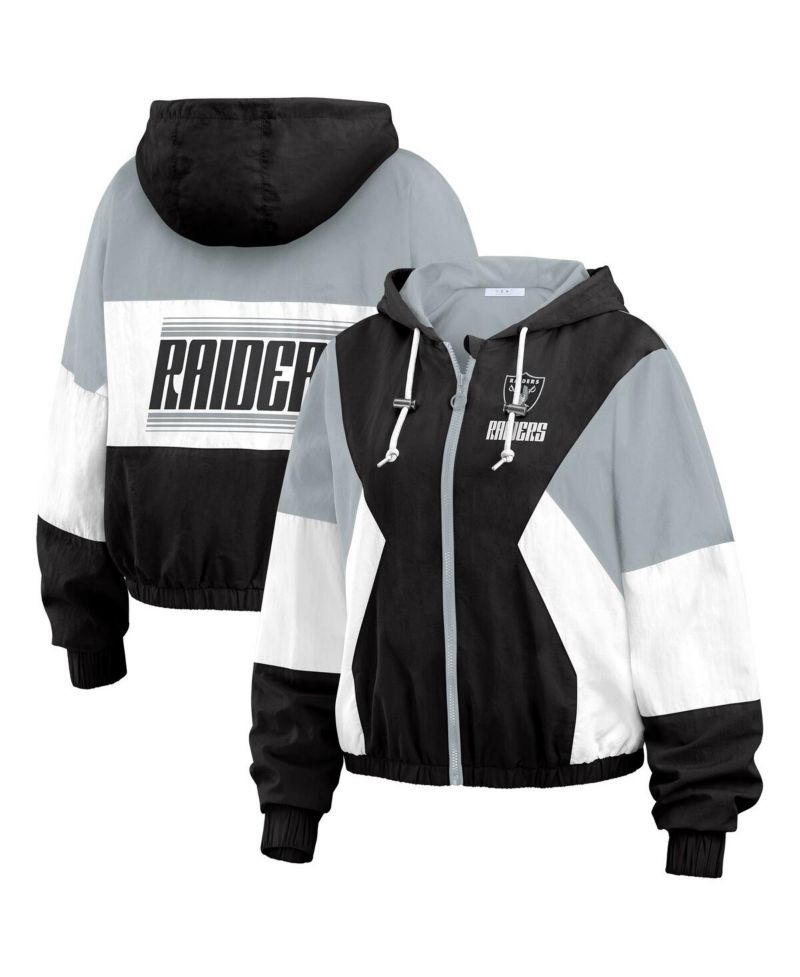 Women's Black/Gray Las Vegas Raiders Color Block Full-Zip Windbreaker Jacket