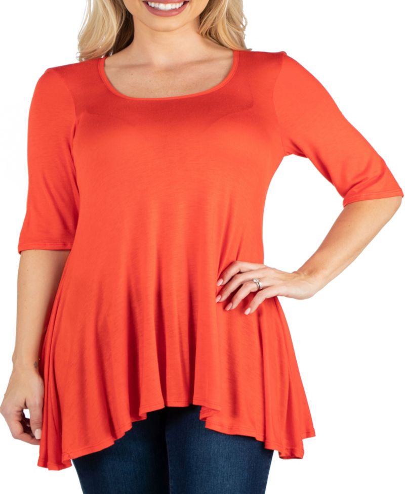 Women's Elbow Sleeve Swing Tunic Top