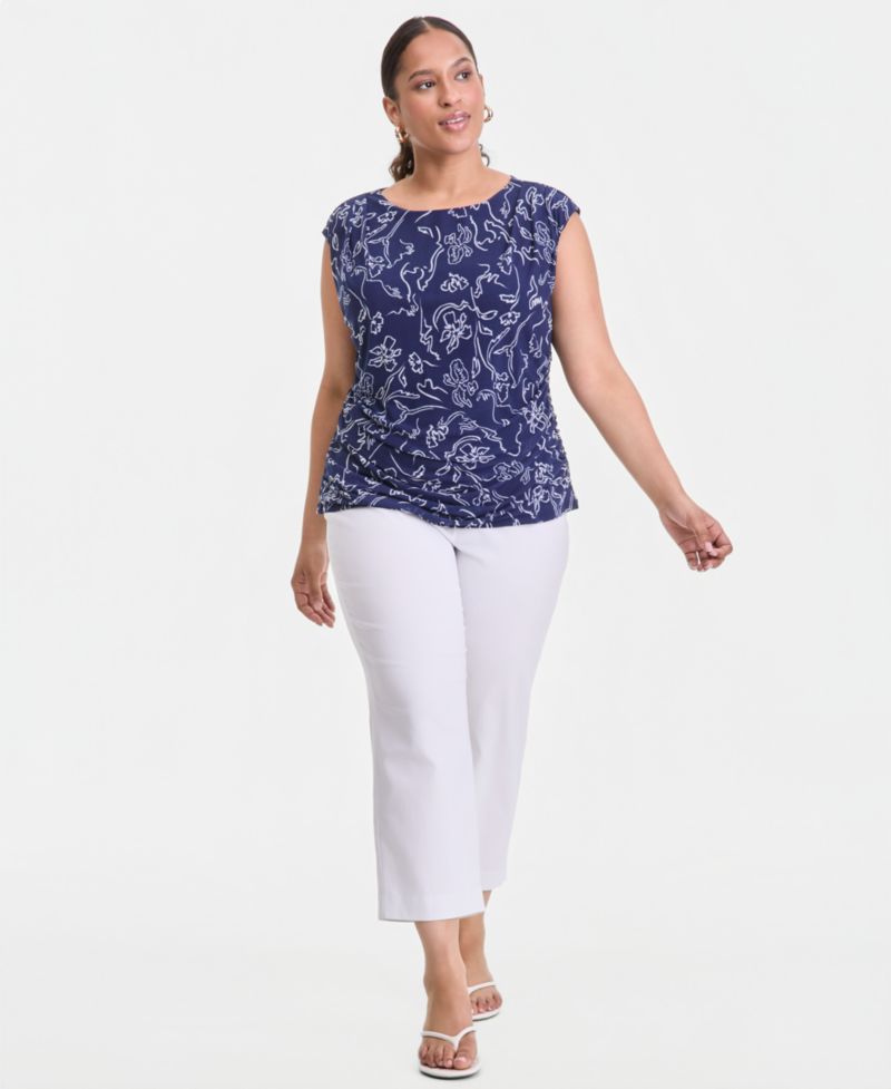 I.N.C. International Concepts Women's Sleeveless Printed Mesh Top